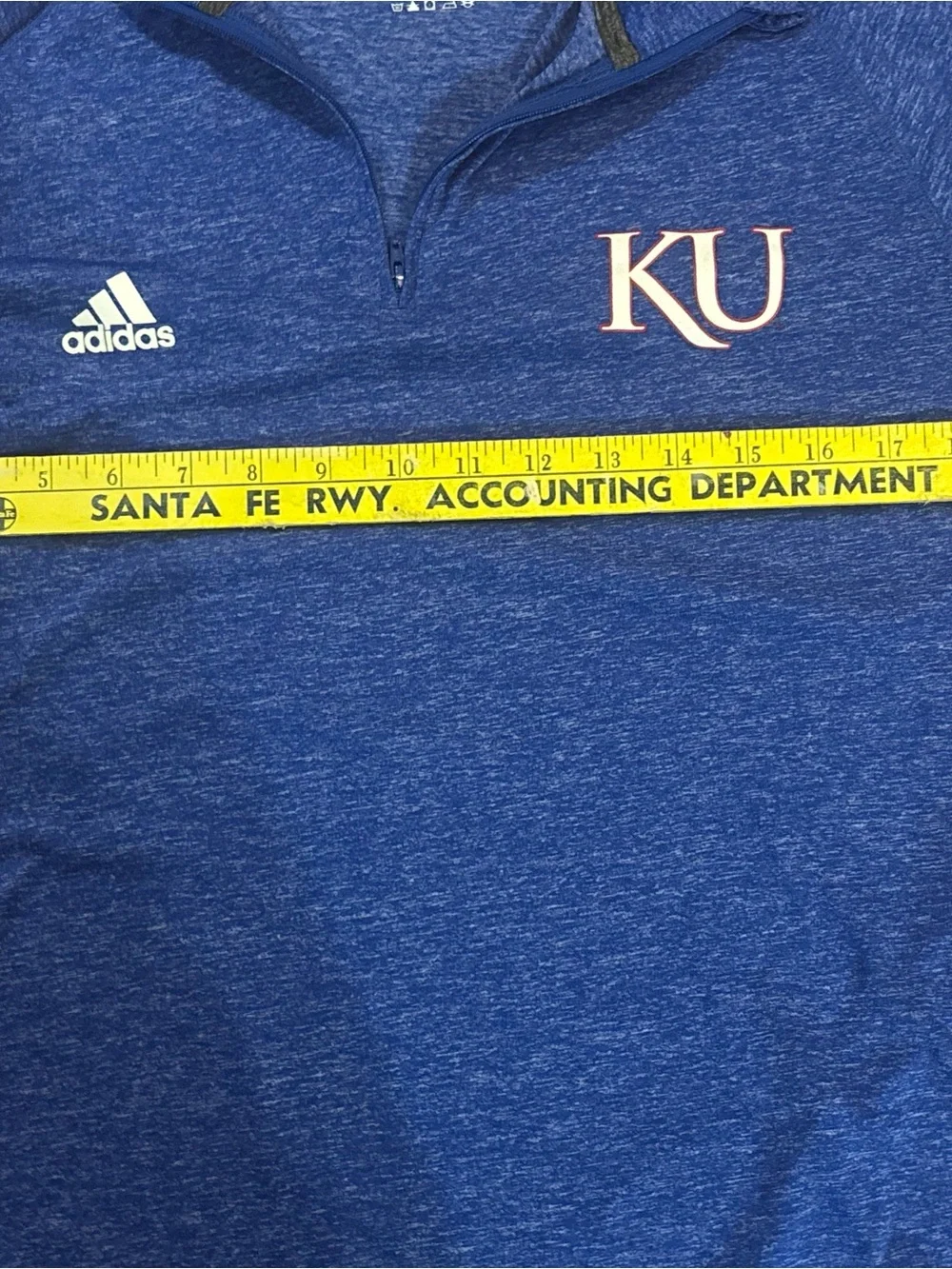 adidas Blue KU Heathered Quarter-Zip Pullover